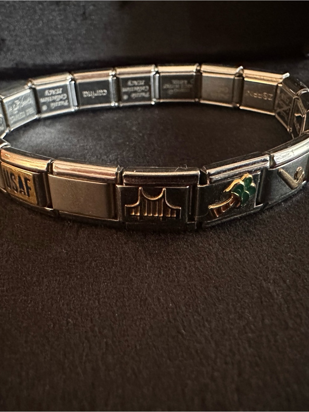 Vintage Italian Charm Link Bracelet puzzle collection stainless steel